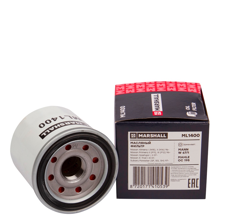 Фильтр масляный Nissan Primera II, III 96- / Qashqai I, II 07- (MARSHALL)